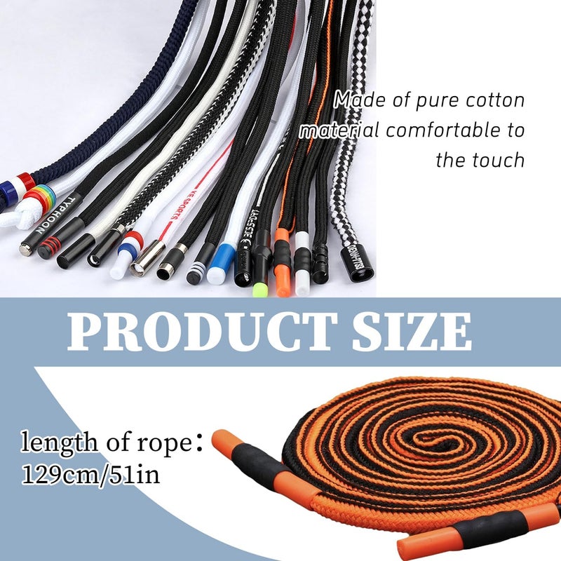TORMEN Replacement Drawstrings Drawcords 51IN Cotton Drawstring Cord with Easy Adjustable Easy to Install Perfect for Hoodies Activewear(1 Pcs Plastic Orange Black Round) - Image 2